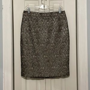 Ann Taylor beautiful metallic silver lace skirt